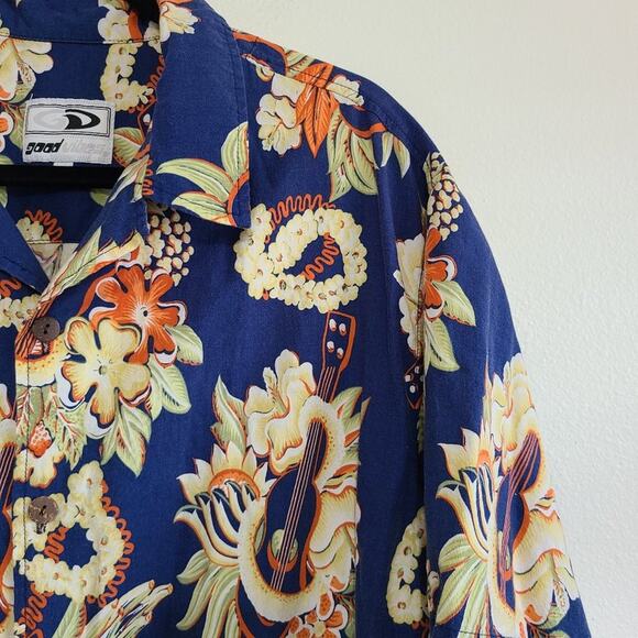 Good Vibes Hawaiian Ukulele Button Up Casual Shirt - Picture 8 of 8